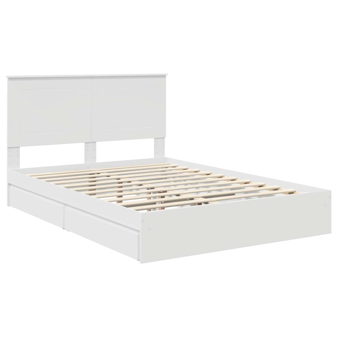 Opbevaringsseng med skuffe Hvid 140 x 200 cm Konstrueret træ