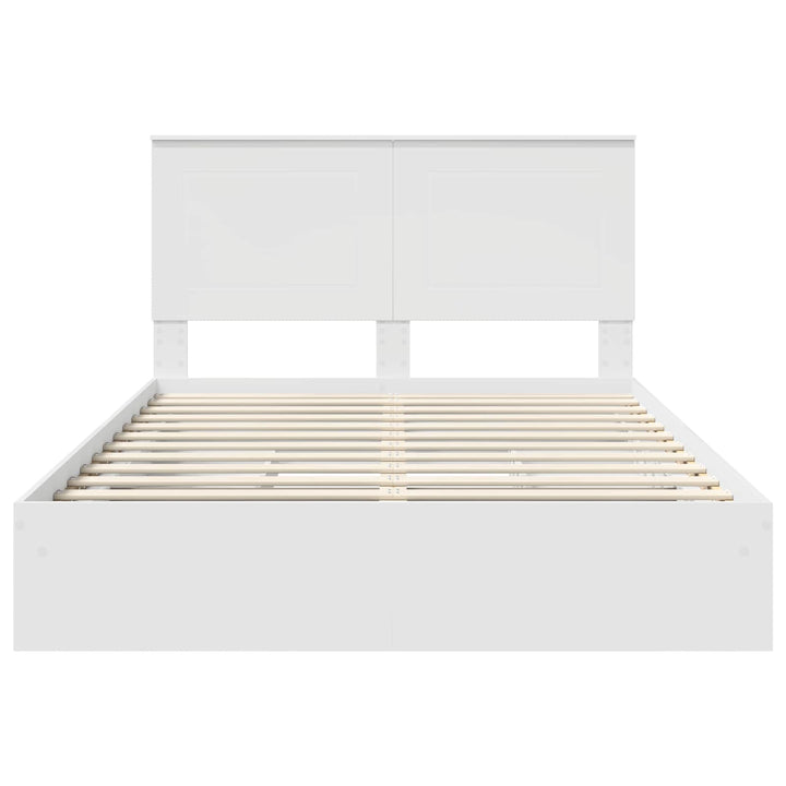 Opbevaringsseng med skuffe Hvid 140 x 200 cm Konstrueret træ