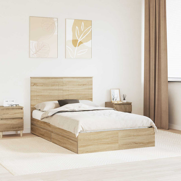 Opbevaringsseng Sonoma eg 135 x 190 cm Konstrueret træ