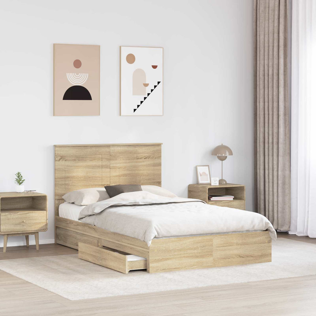 Opbevaringsseng Sonoma eg 135 x 190 cm Konstrueret træ