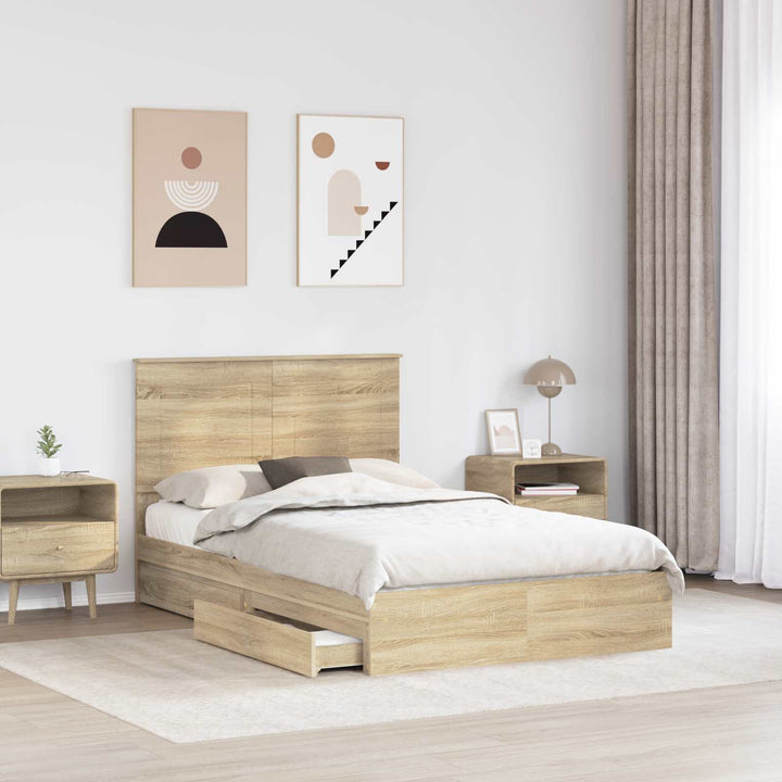 Opbevaringsseng Sonoma eg 135 x 190 cm Konstrueret træ