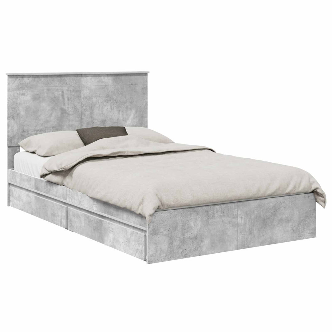 Opbevaringsseng Beton Grå 135 x 190 cm Konstrueret træ