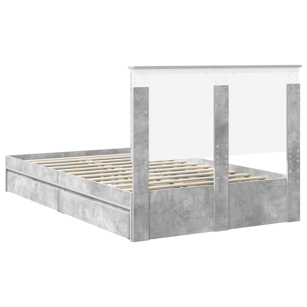 Opbevaringsseng Beton Grå 135 x 190 cm Konstrueret træ
