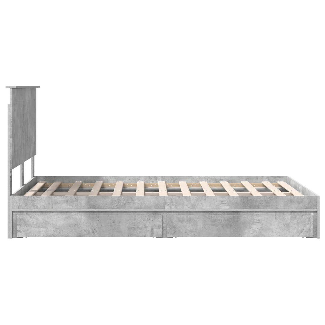 Opbevaringsseng Beton Grå 135 x 190 cm Konstrueret træ