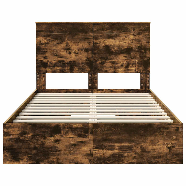 Opbevaringsseng Røget eg 135 x 190 cm Konstrueret træ
