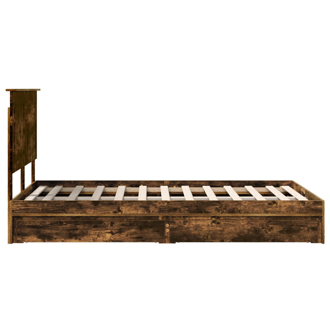 Opbevaringsseng Røget eg 135 x 190 cm Konstrueret træ