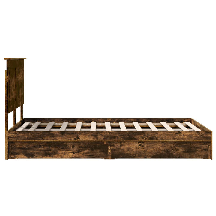 Opbevaringsseng Røget eg 135 x 190 cm Konstrueret træ