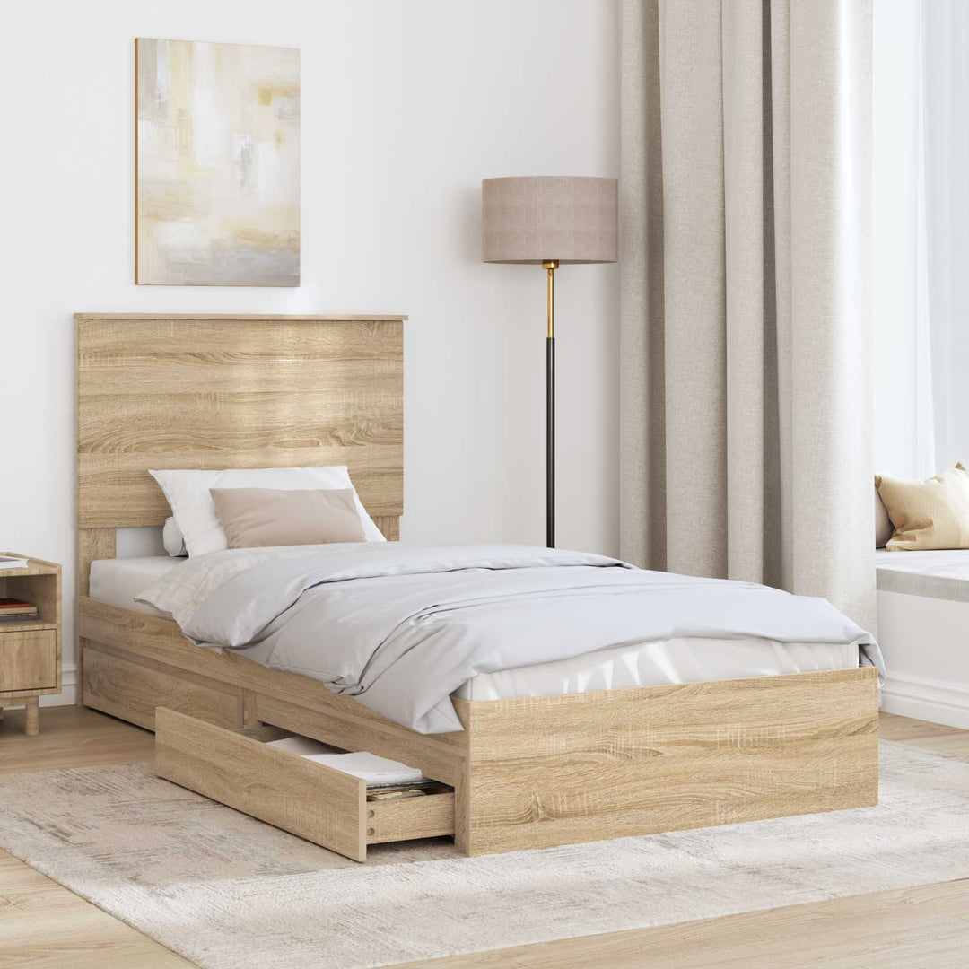 Opbevaringsseng Sonoma eg 100 x 200 cm Konstrueret træ