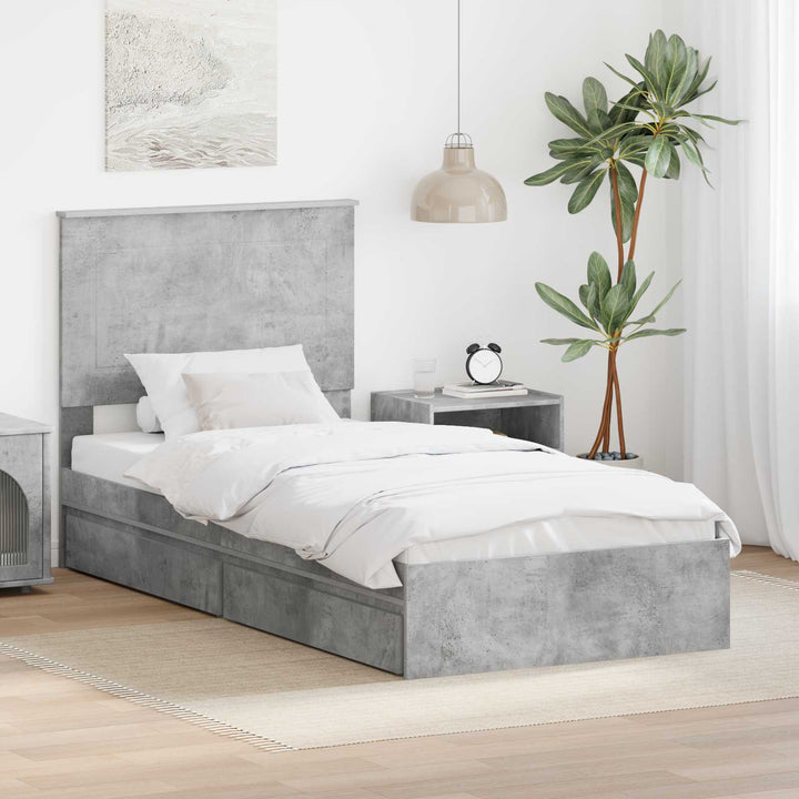 Opbevaringsseng Beton Grå 90 x 190 cm Konstrueret træ