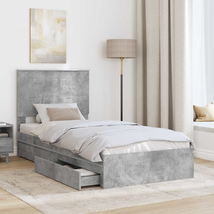 Opbevaringsseng Beton Grå 90 x 190 cm Konstrueret træ