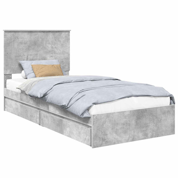 Opbevaringsseng Beton Grå 90 x 190 cm Konstrueret træ
