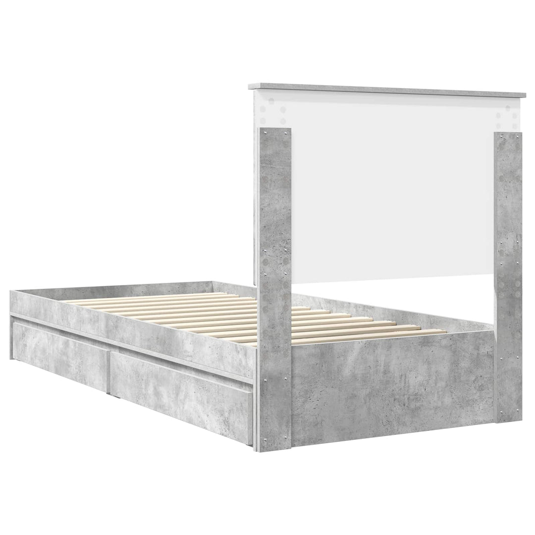 Opbevaringsseng Beton Grå 90 x 190 cm Konstrueret træ