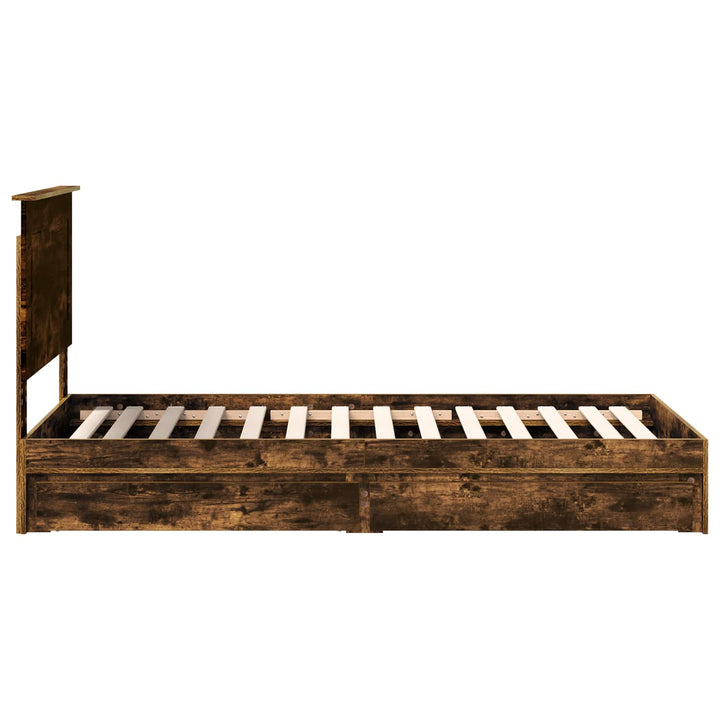 Opbevaringsseng med skuffe Røget eg 90 x 190 cm Konstrueret træ