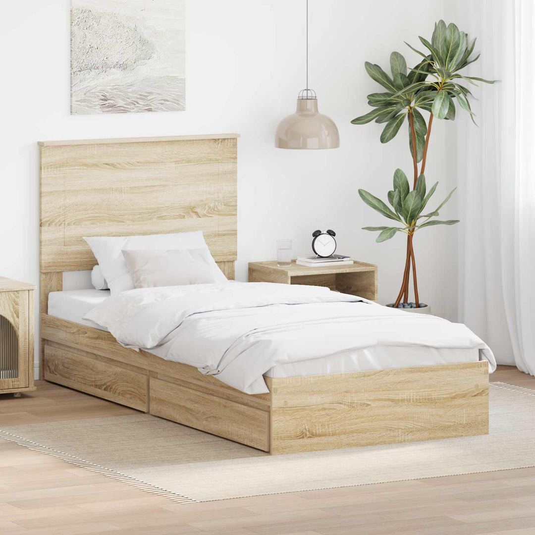 Opbevaringsseng Sonoma eg 90 x 200 cm Konstrueret træ