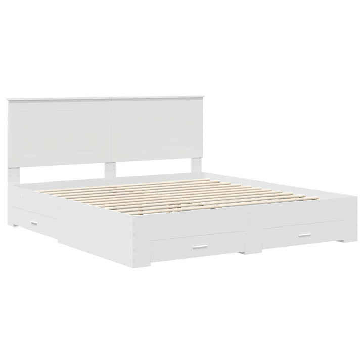 Sengestel med hovedgærde Hvid 180 x 200 cm Konstrueret træ