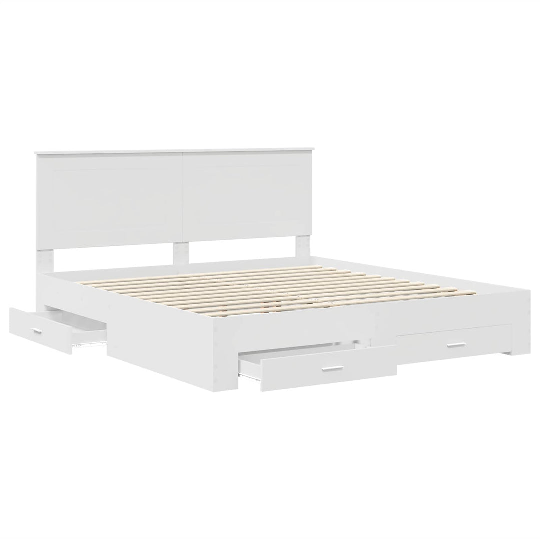 Sengestel med hovedgærde Hvid 180 x 200 cm Konstrueret træ