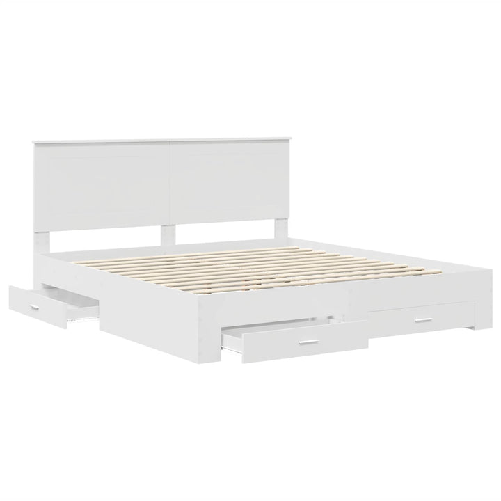 Sengestel med hovedgærde Hvid 180 x 200 cm Konstrueret træ