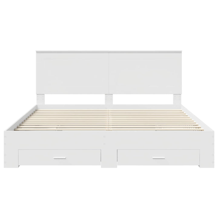 Sengestel med hovedgærde Hvid 180 x 200 cm Konstrueret træ