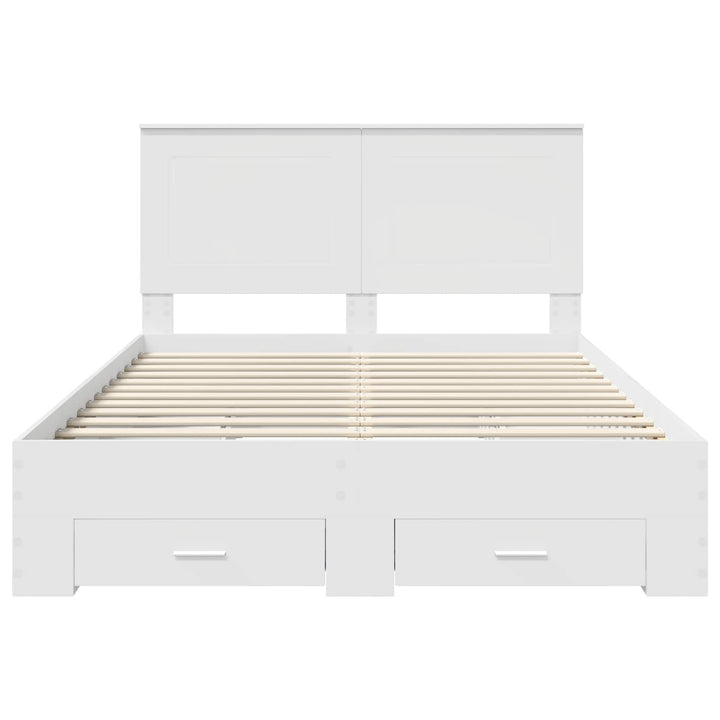 Sengestel med hovedgærde Hvid 160 x 200 cm Konstrueret træ