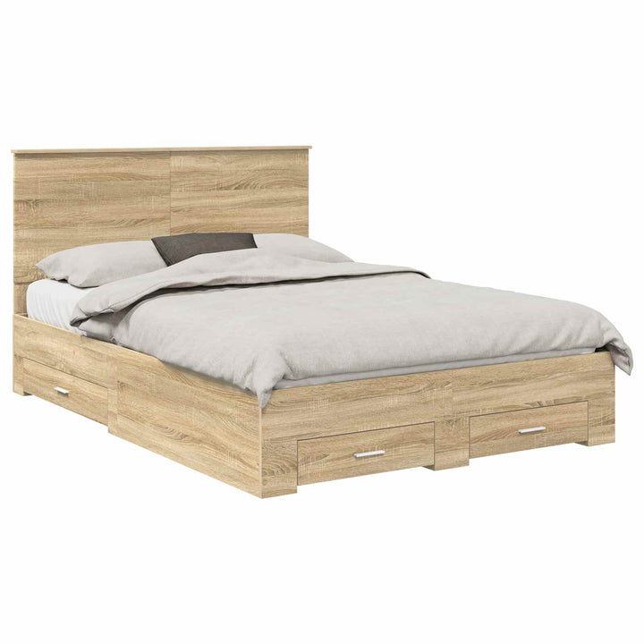 Sengestel med hovedgærde Sonoma eg 150 x 200 cm Konstrueret træ