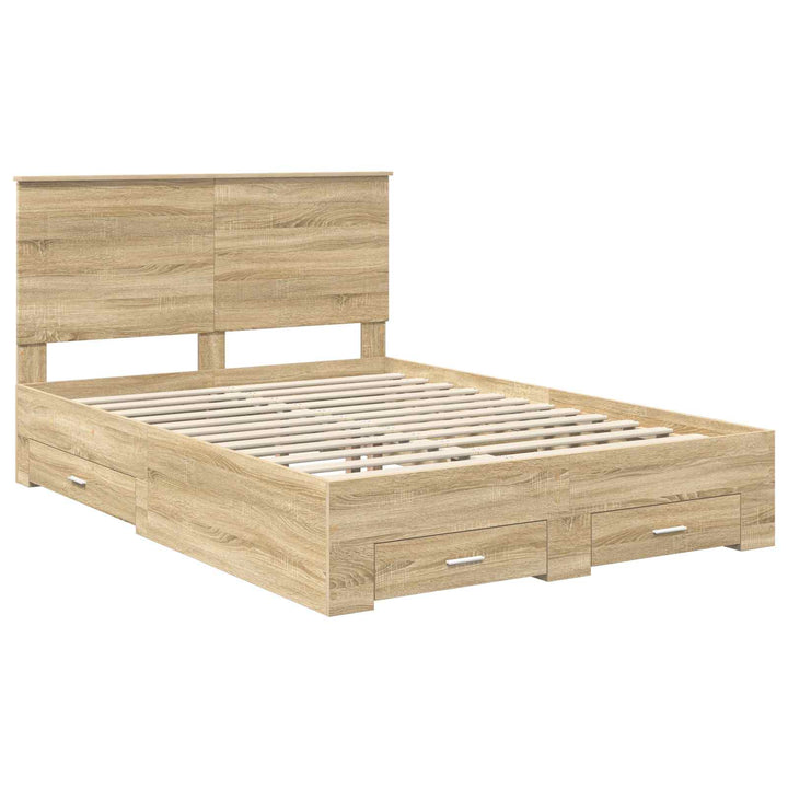 Sengestel med hovedgærde Sonoma eg 150 x 200 cm Konstrueret træ