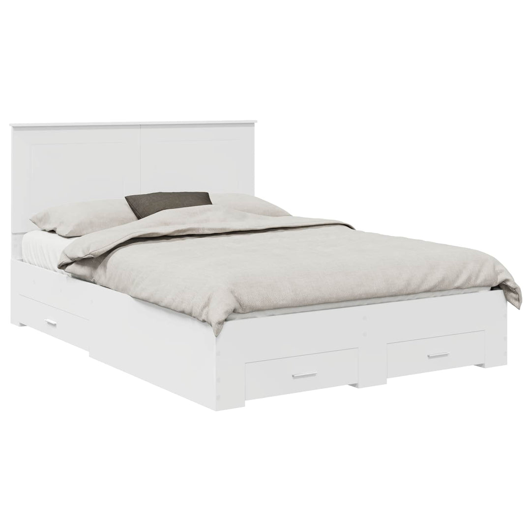Sengestel med hovedgærde Hvid 140 x 190 cm Konstrueret træ