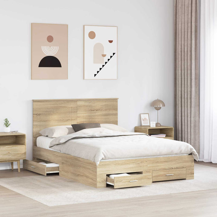 Sengestel med hovedgærde Sonoma eg 140 x 190 cm Konstrueret træ