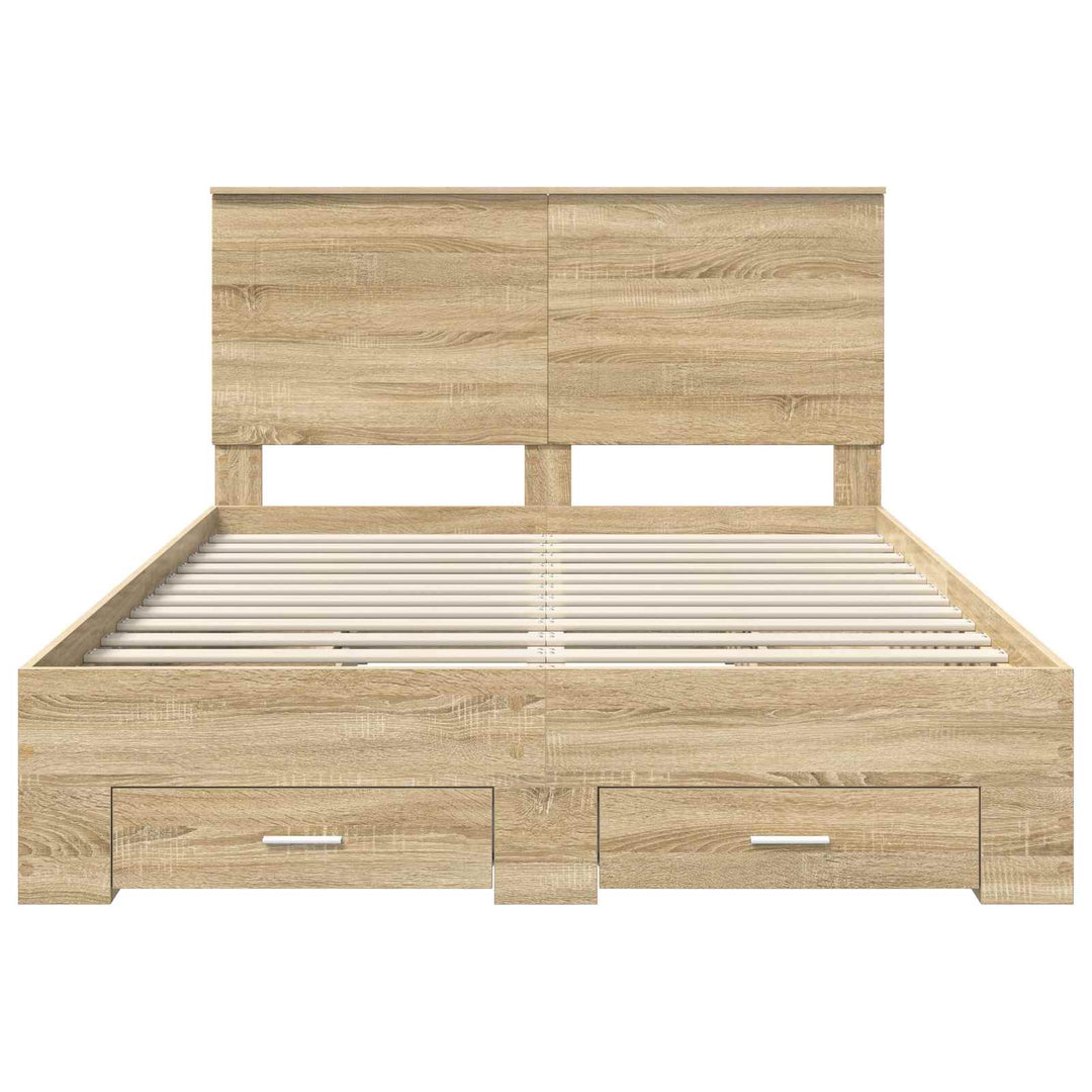 Sengestel med hovedgærde Sonoma eg 140 x 190 cm Konstrueret træ