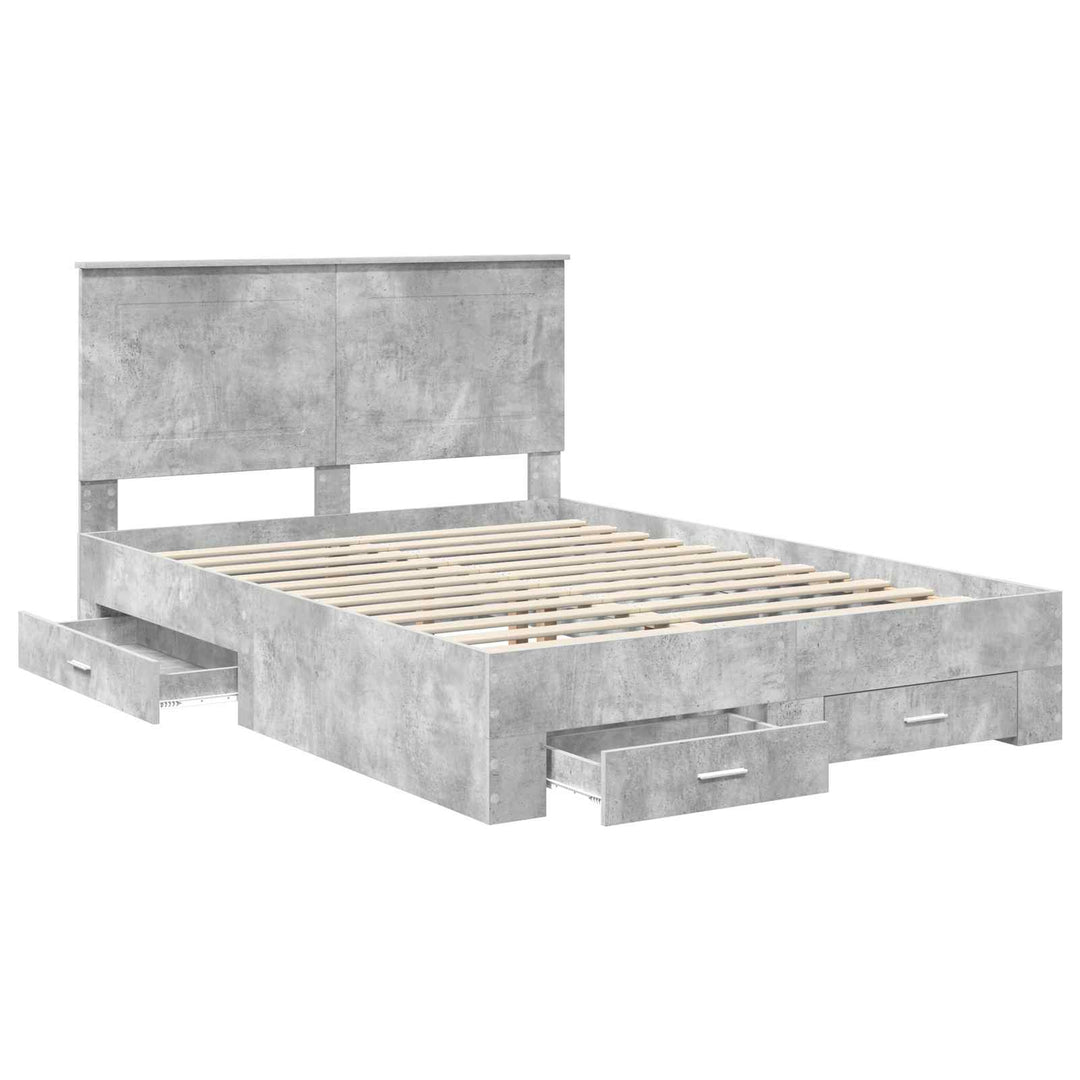 Sengestel med hovedgærde Beton Grå 140 x 190 cm Konstrueret træ
