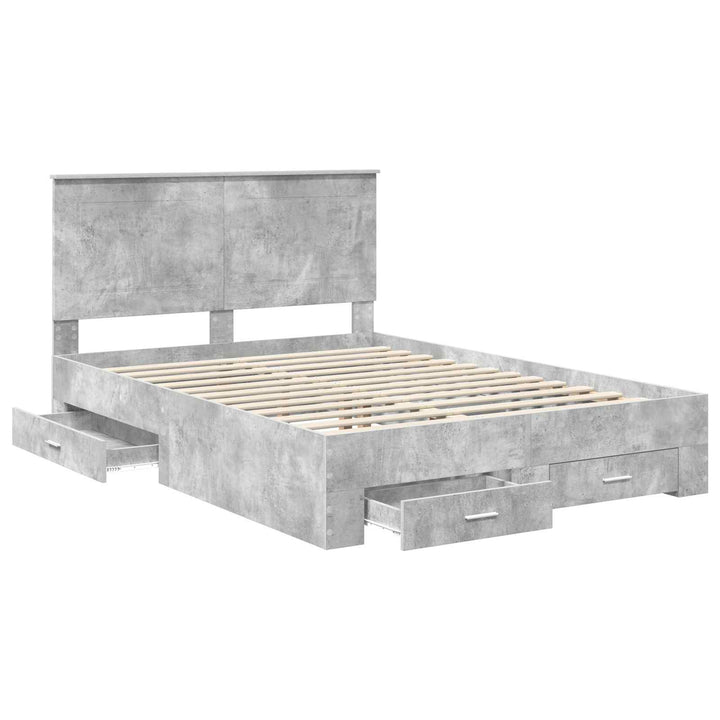 Sengestel med hovedgærde Beton Grå 140 x 190 cm Konstrueret træ