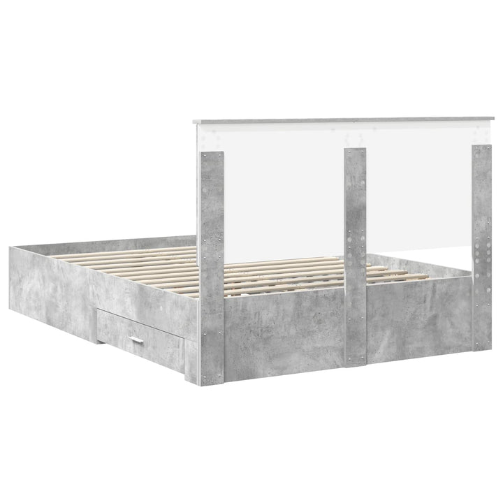 Sengestel med hovedgærde Beton Grå 140 x 190 cm Konstrueret træ