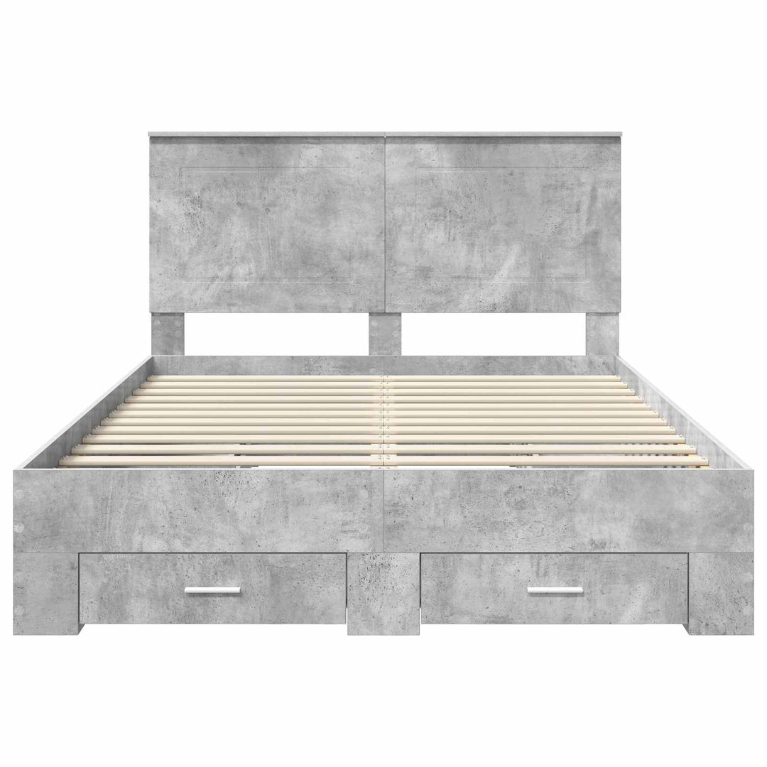 Sengestel med hovedgærde Beton Grå 140 x 190 cm Konstrueret træ