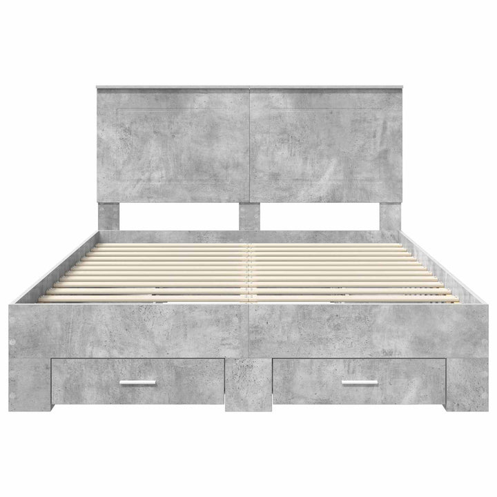 Sengestel med hovedgærde Beton Grå 140 x 190 cm Konstrueret træ