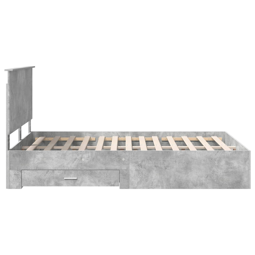 Sengestel med hovedgærde Beton Grå 140 x 190 cm Konstrueret træ