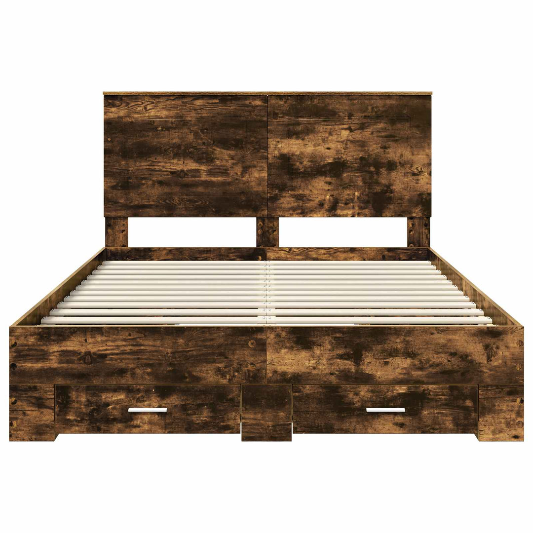 Sengestel med hovedgærde Røget eg 140 x 190 cm Konstrueret træ