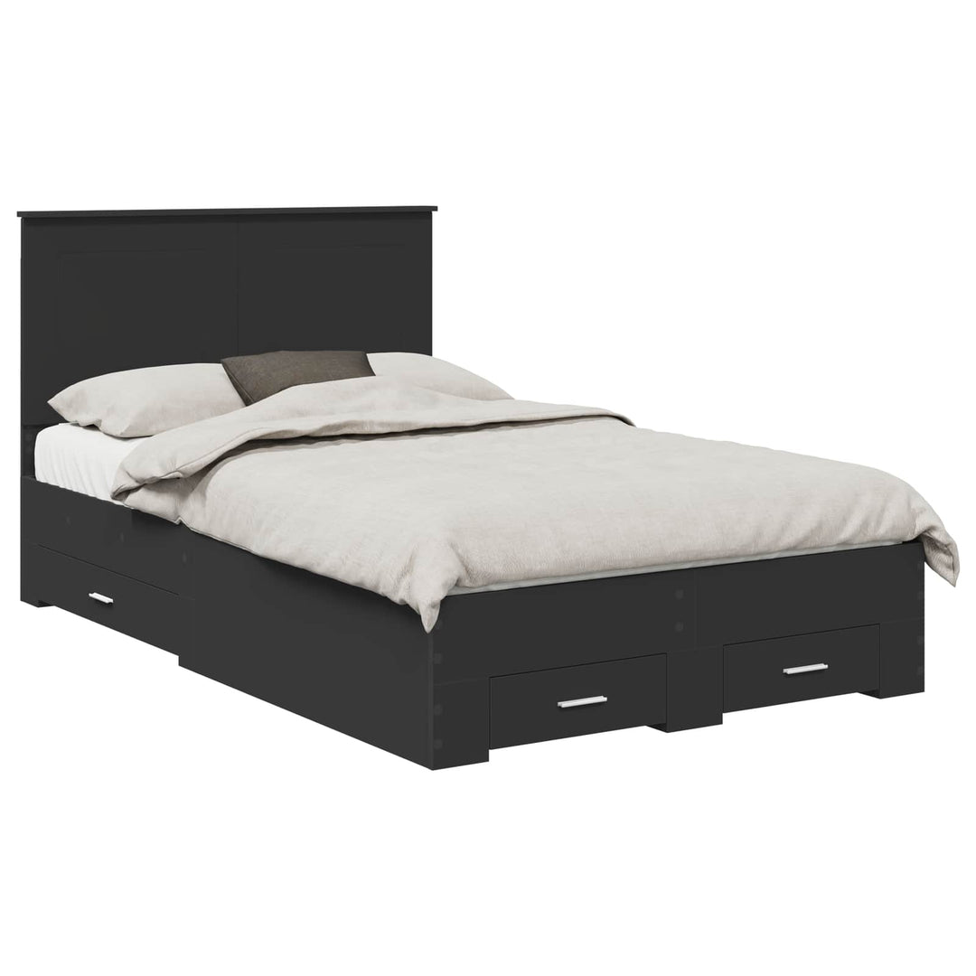 Sengestel med skuffe Sort 135 x 190 cm Konstrueret træ