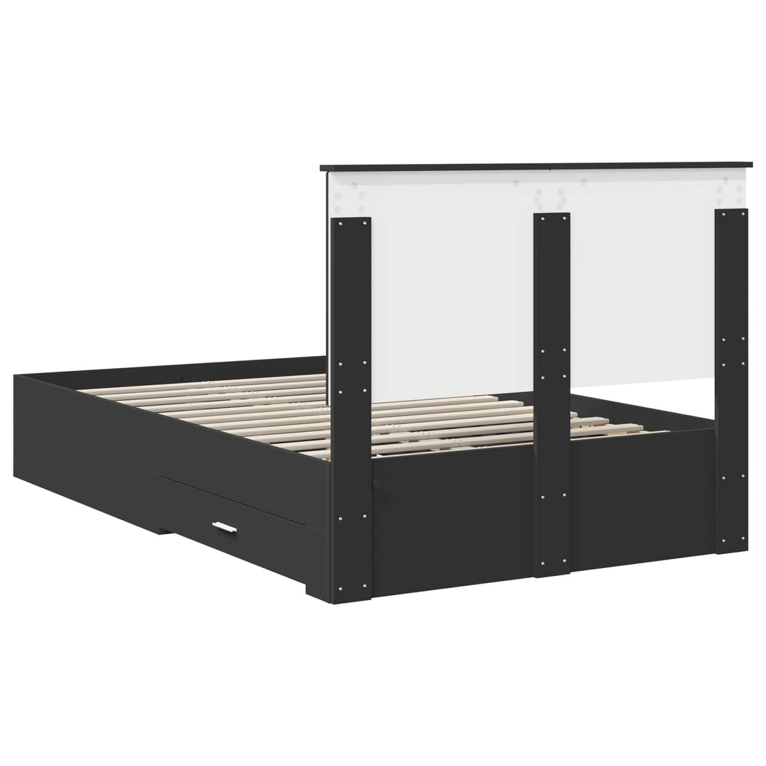 Sengestel med skuffe Sort 135 x 190 cm Konstrueret træ