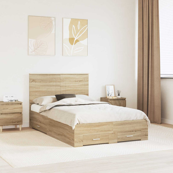 Sengestel med hovedgærde Sonoma eg 135 x 190 cm Konstrueret træ