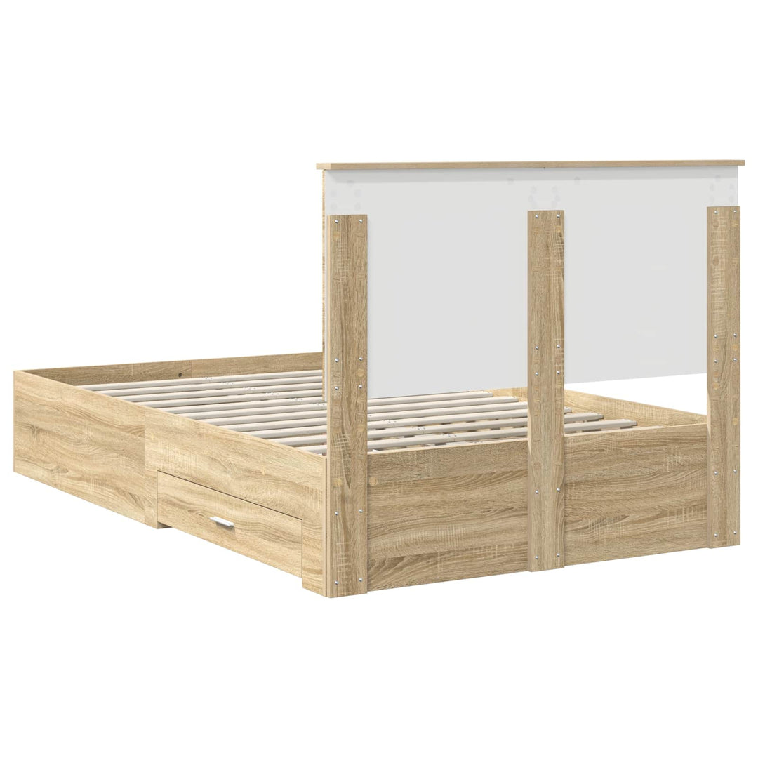 Sengestel med hovedgærde Sonoma eg 135 x 190 cm Konstrueret træ