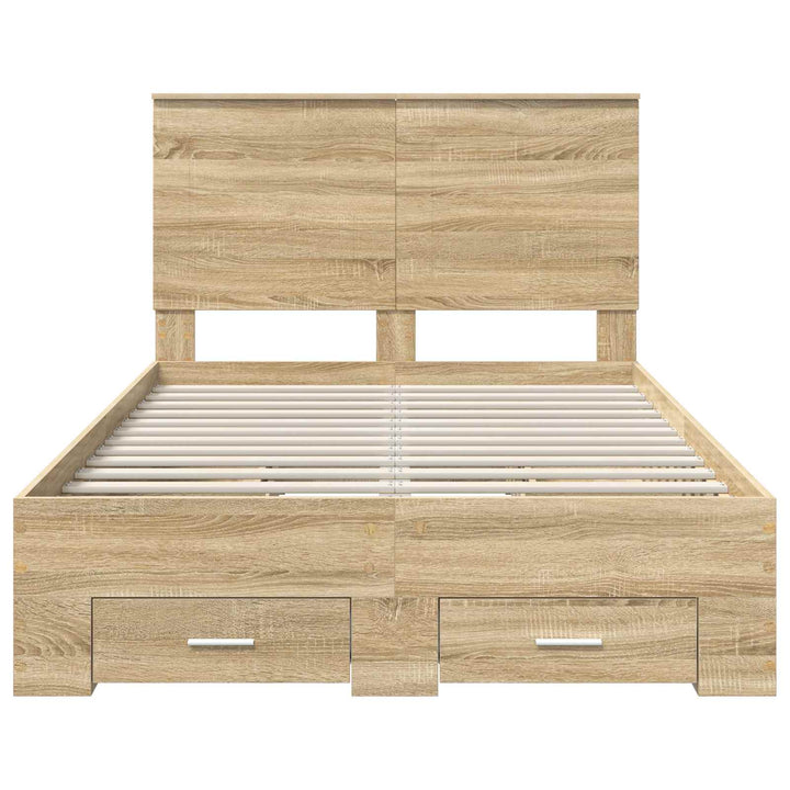 Sengestel med hovedgærde Sonoma eg 135 x 190 cm Konstrueret træ