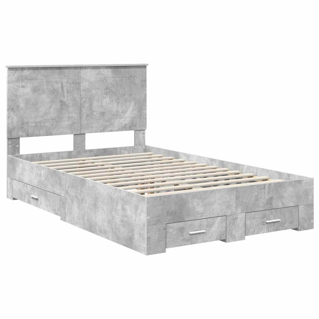 Sengestel med skuffe Beton Grå 135 x 190 cm Konstrueret træ