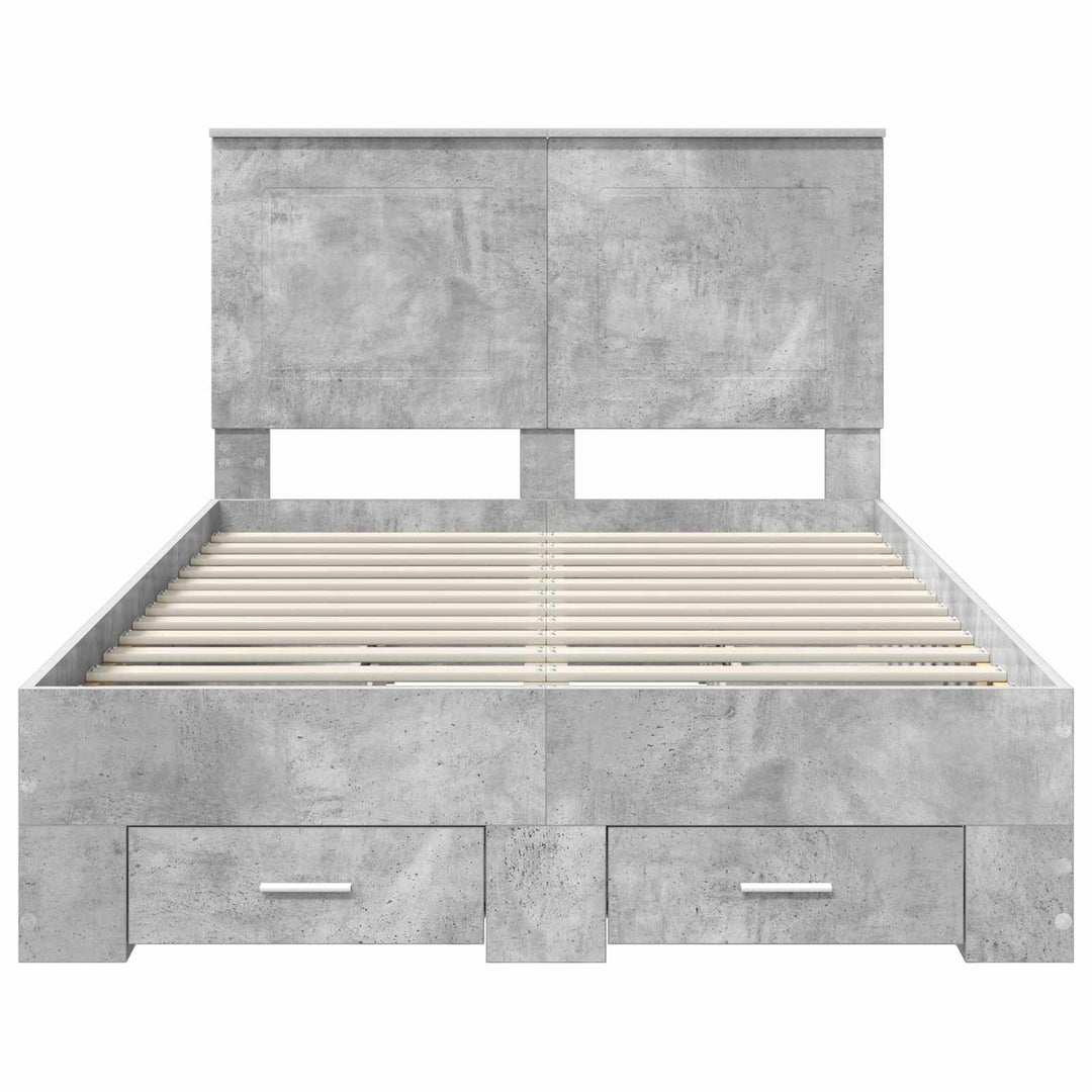 Sengestel med skuffe Beton Grå 135 x 190 cm Konstrueret træ