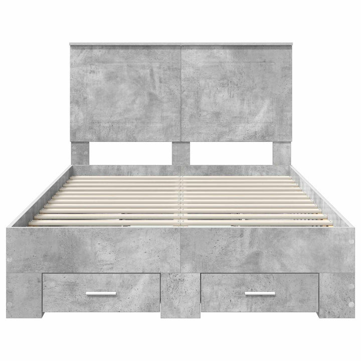 Sengestel med skuffe Beton Grå 135 x 190 cm Konstrueret træ