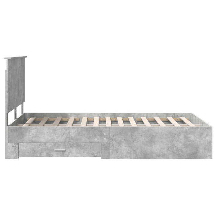 Sengestel med skuffe Beton Grå 135 x 190 cm Konstrueret træ