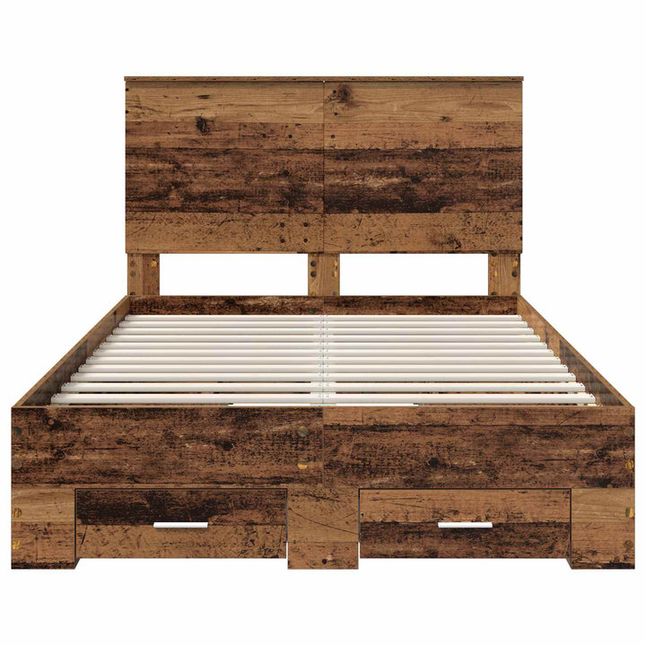 Sengestel med skuffe Gammelt træ 120 x 190 cm Konstrueret træ