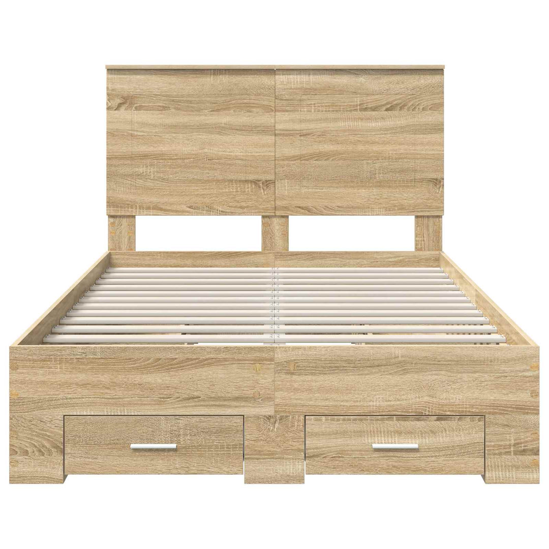 Sengestel med hovedgærde Sonoma eg 120 x 200 cm Konstrueret træ