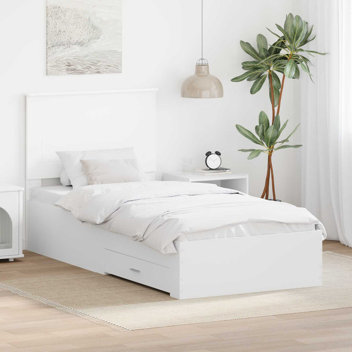 Sengestel med hovedgærde Hvid 90 x 190 cm Konstrueret træ