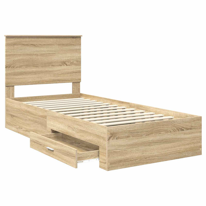 Sengestel med hovedgærde Sonoma eg 90 x 200 cm Konstrueret træ
