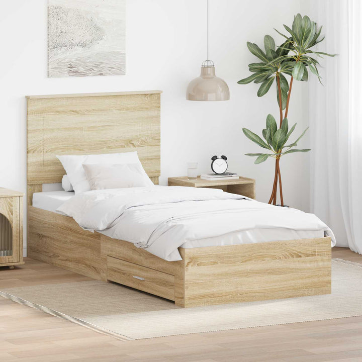 Sengestel Sonoma Eg og Sølv 75 x 190 cm Konstrueret træ