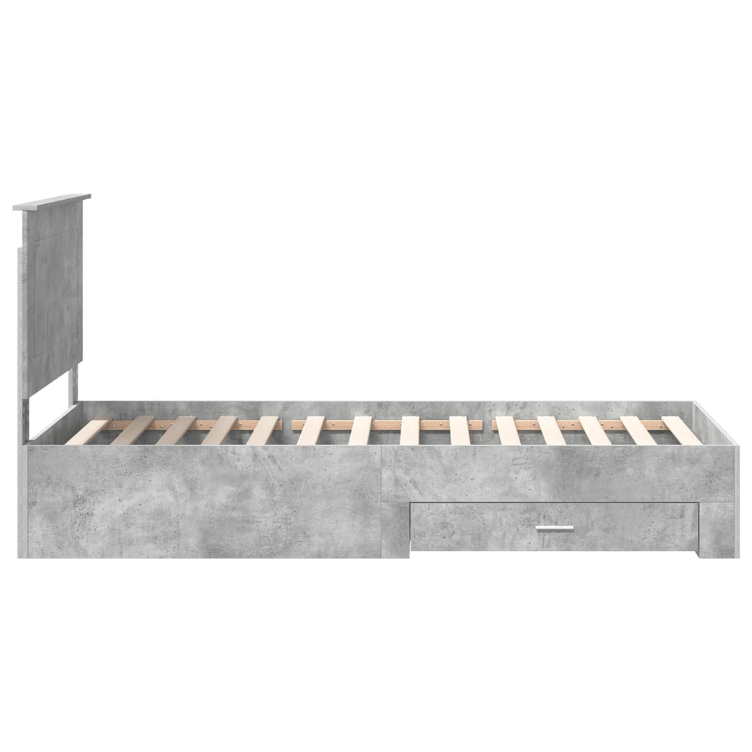 Sengestel Beton Grå og Sølv 75 x 190 cm Konstrueret træ